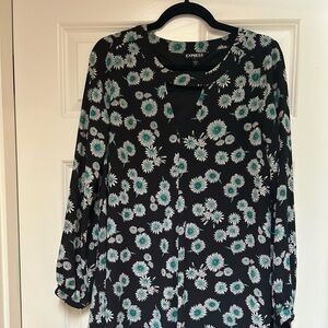 Black floral long sleeved dress